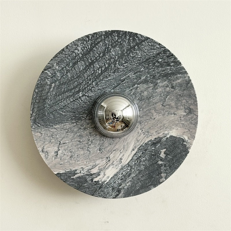 Zeno Round Chrome Marble Wall Sconce