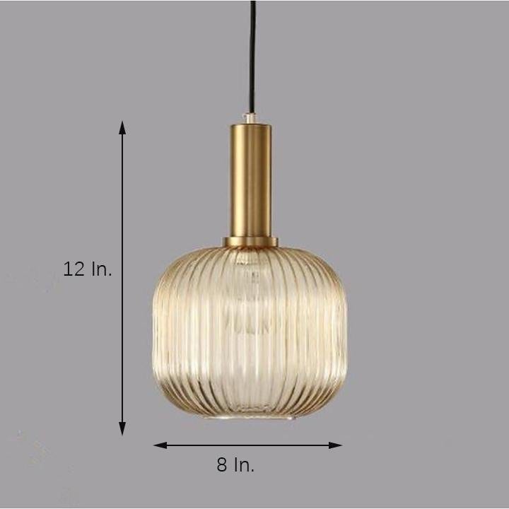 Nordic Striped Glass Lantern Pendant Light