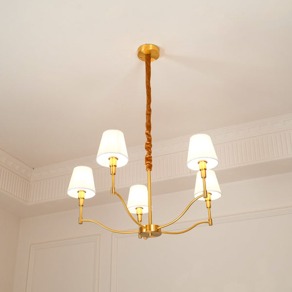 Unfold Vintage Traditional Brass Fabric Chandelier