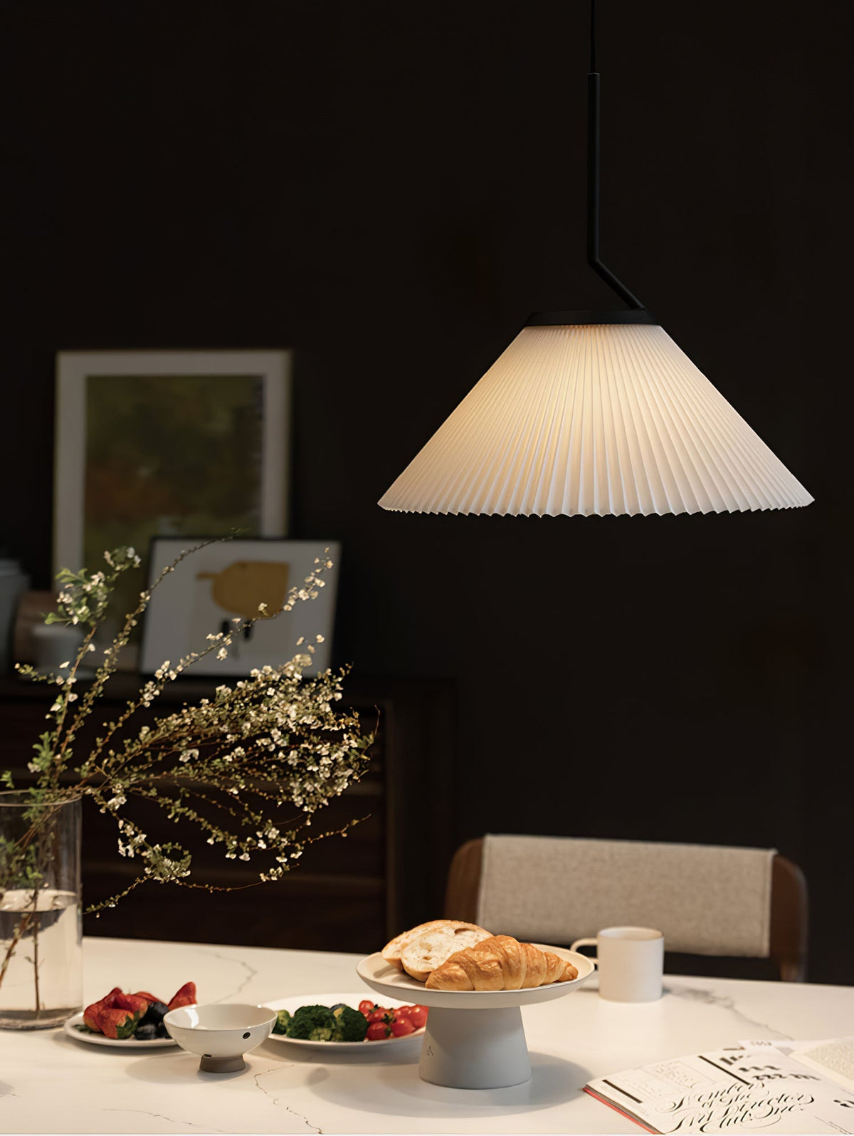 Knell Pleated Black Plastic Pendant Lamp