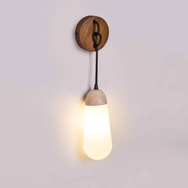 Radiant Wood Travertine Wall Lamp