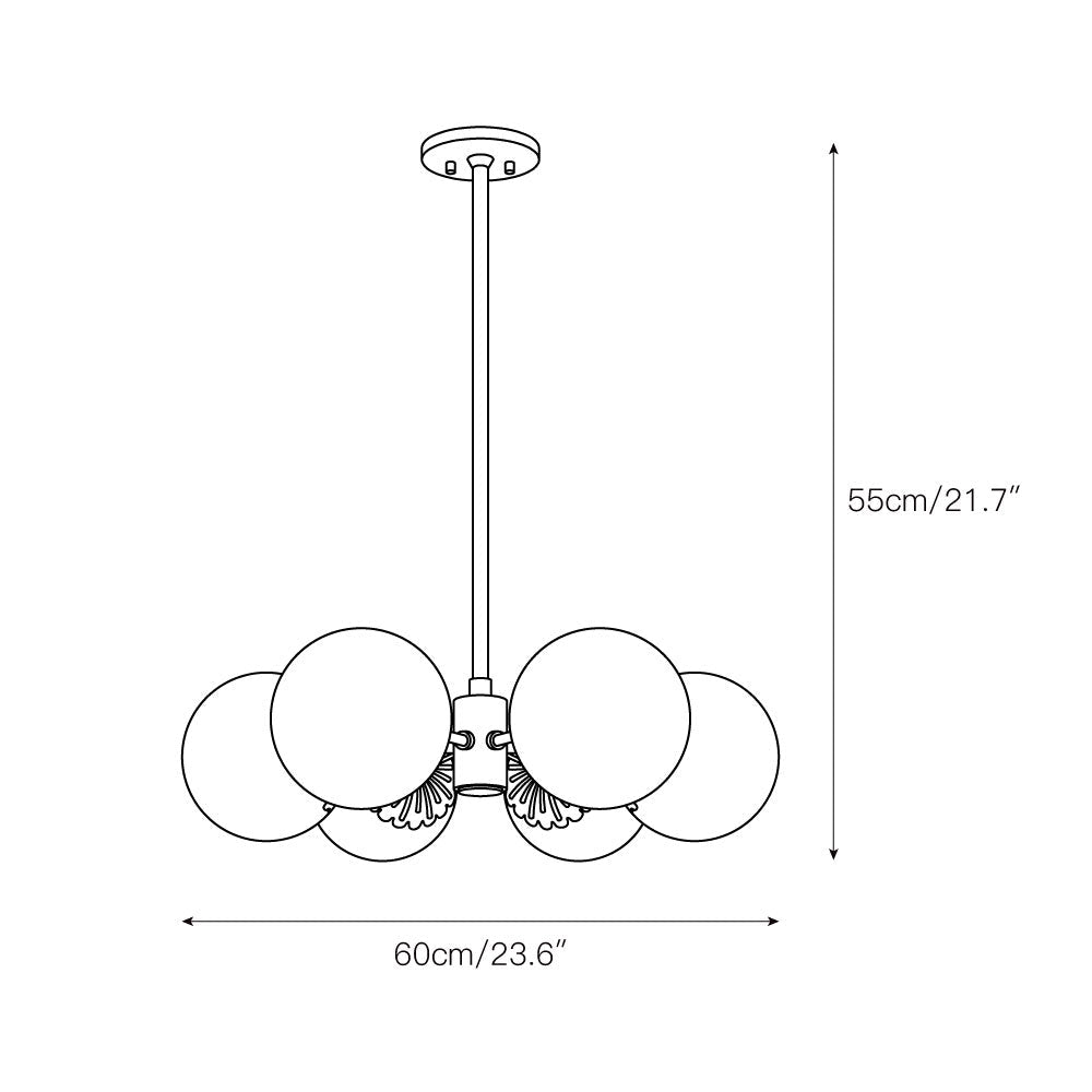 Whisper Globe Brass Glass Chandelier
