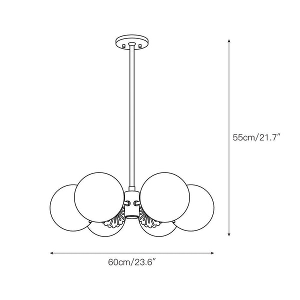 Whisper Globe Brass Glass Chandelier