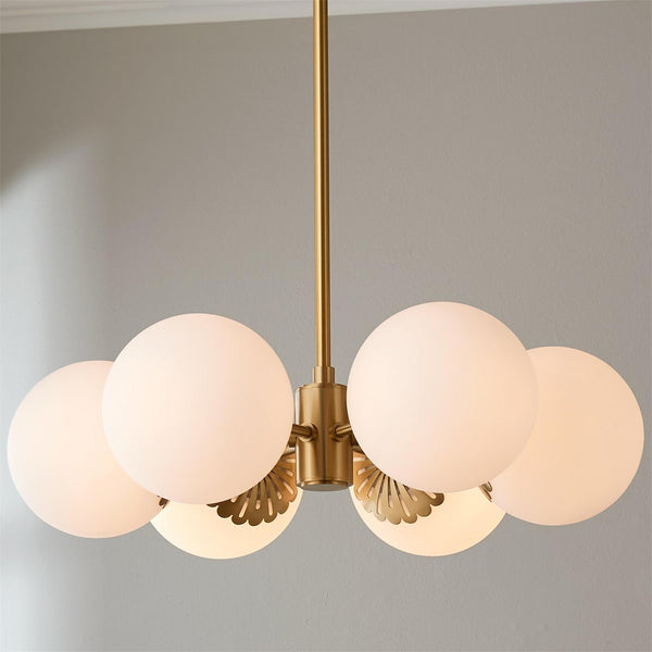 Whisper Globe Brass Glass Chandelier