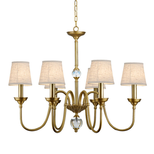 Blur Postmodern Luxury Brass Crystal Fabric Chandelier