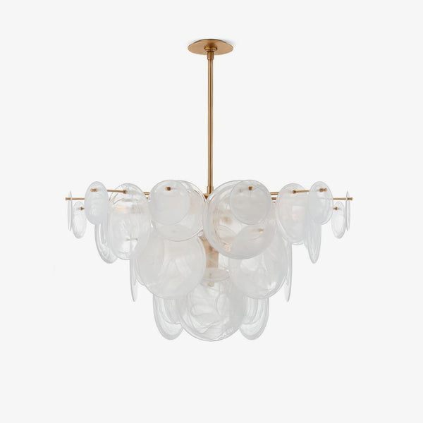 Ael Postmodern Luxury Discs Brass Glass Chandelier