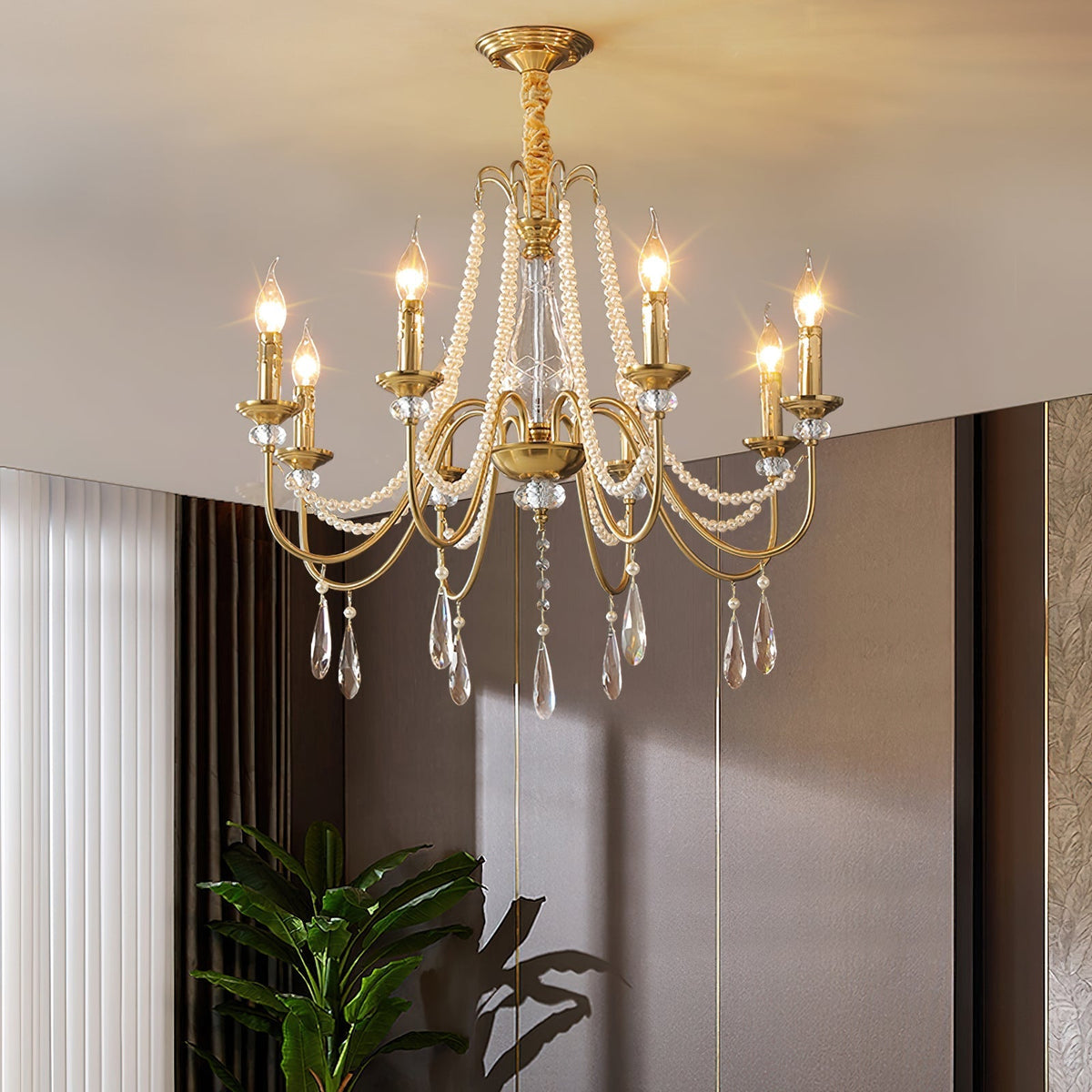 Mote Postmodern Luxury Brass Crystal Chandelier