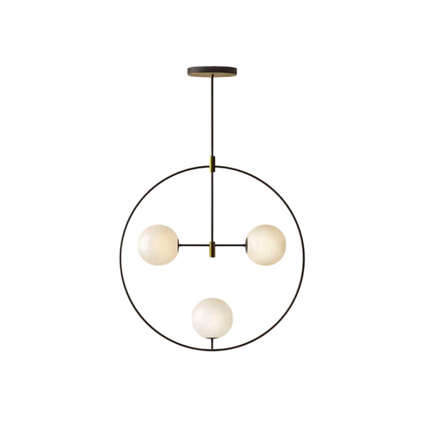 Nexus Round Brass Glass Chandelier