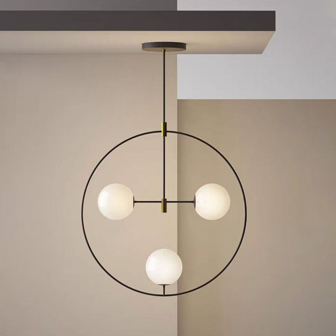 Nexus Round Brass Glass Chandelier