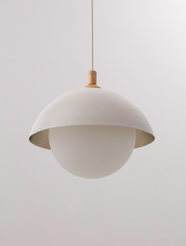Pith Dome Perforated Wooden Pendant Lamp