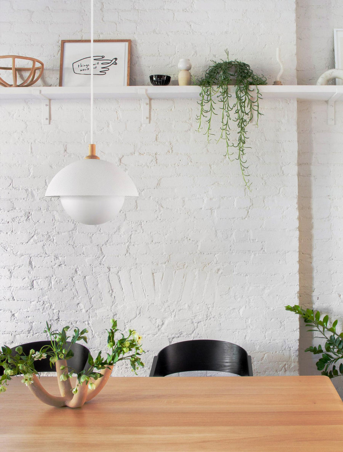 Pith Dome Perforated Wooden Pendant Lamp
