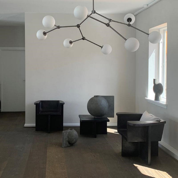 Halo Ball Black Glass Chandelier