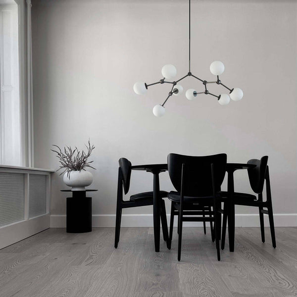 Halo Ball Black Glass Chandelier