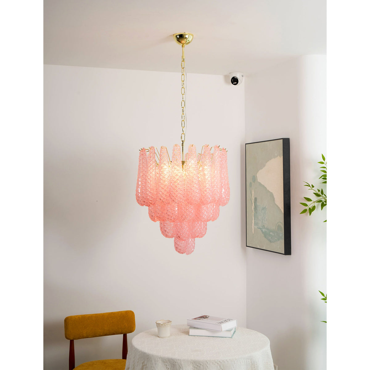 Pink Glass Petals Chandelier