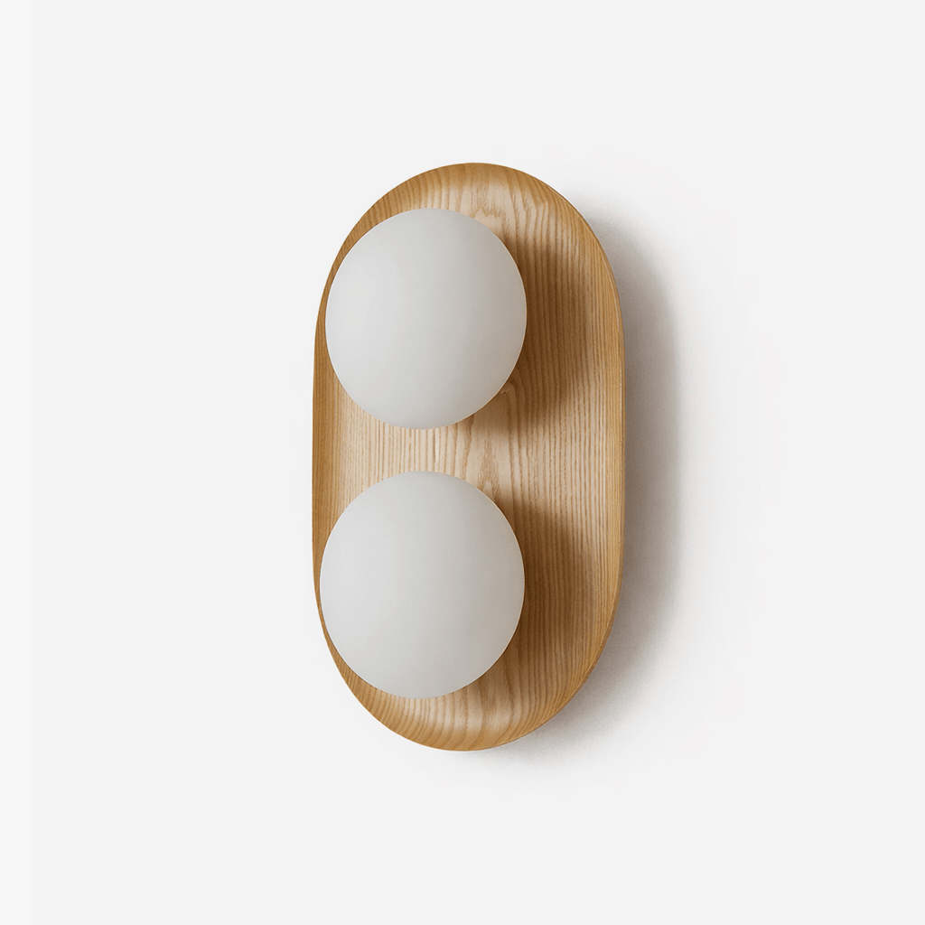 Duo Orb Wood Wall Lamp
