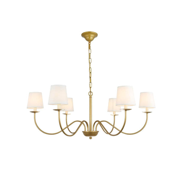 Amble Vintage Industrial Brass Fabric Chandelier