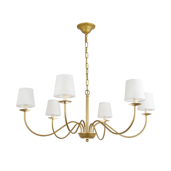 Amble Vintage Industrial Brass Fabric Chandelier