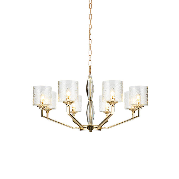 Dew Postmodern Luxury Brass Glass Chandelier