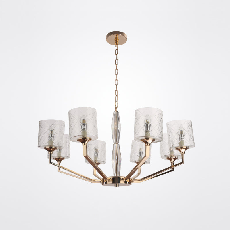 Dew Postmodern Luxury Brass Glass Chandelier