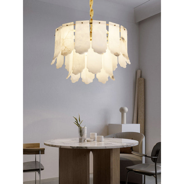 Hue Postmodern Luxury Brass Alabaster Chandelier