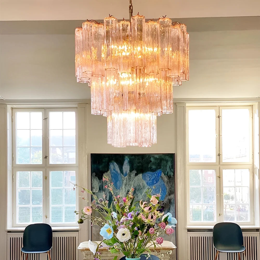 Elegant Pink Tube Chandelier