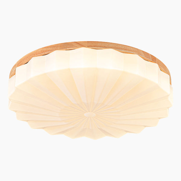 Ceiling Light Flush Mount Elegant Round Sunflower for Bedroom, Wood & Acrylic