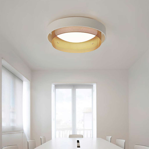 Ceiling Light Elegant Wrought Iron Round Flush Mount, White & Gold