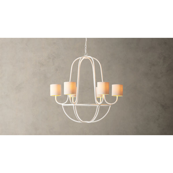 Lithe Vintage Industrial Brass Fabric Chandelier