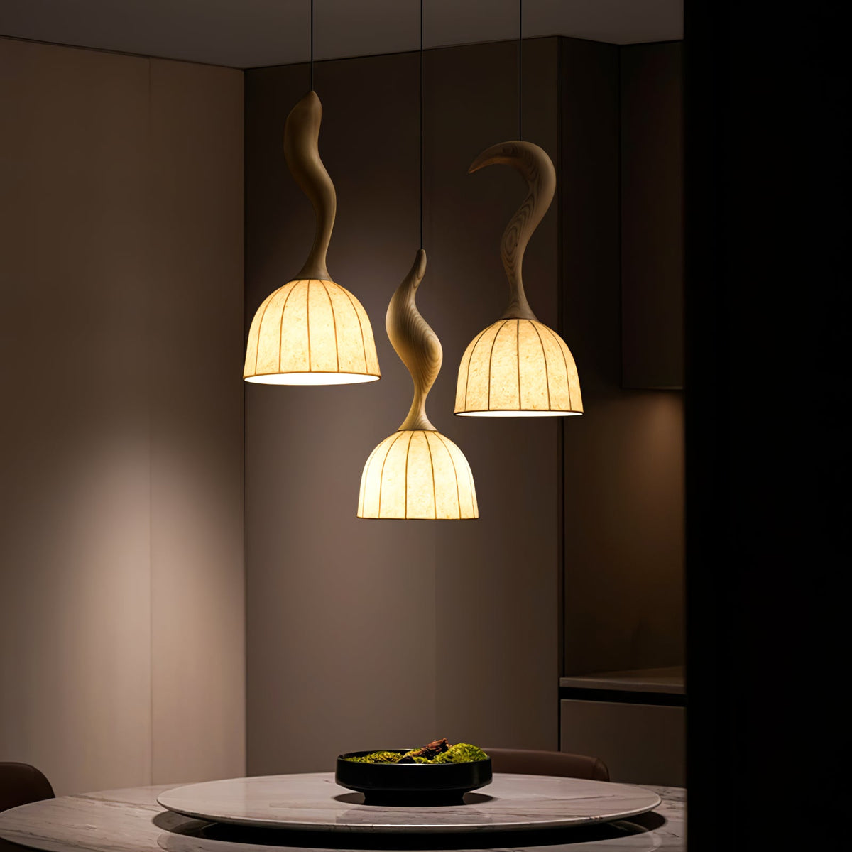 Elowen Twisted Wood Pendant Light