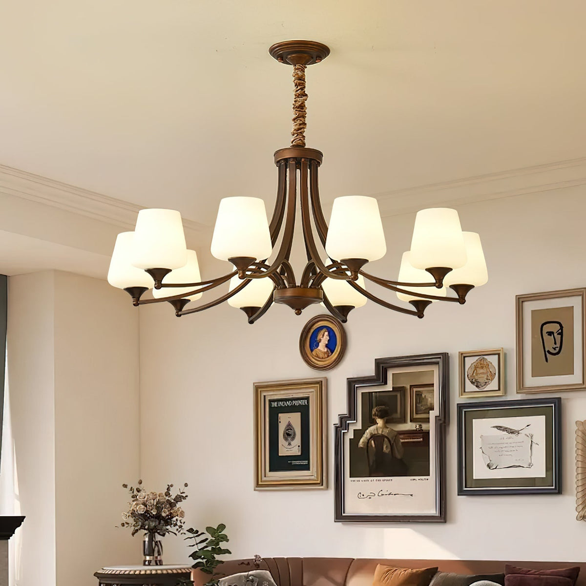 Ulrinara Postmodern Luxury Brass Glass Chandelier