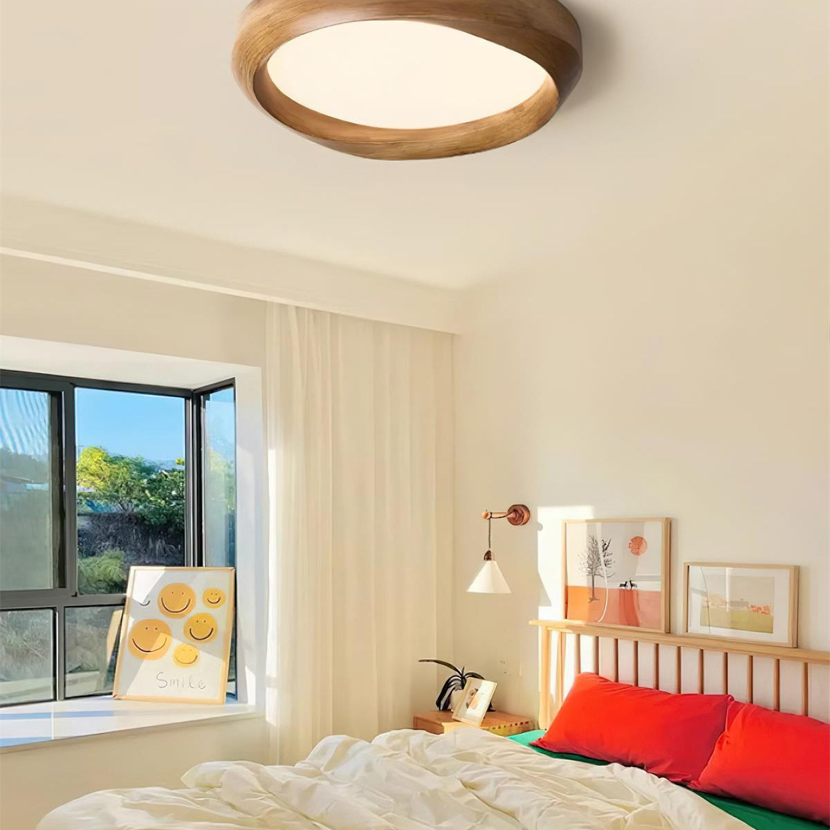 Ceiling Lamp Resin with Soft Curved Frame in Neutral Tones