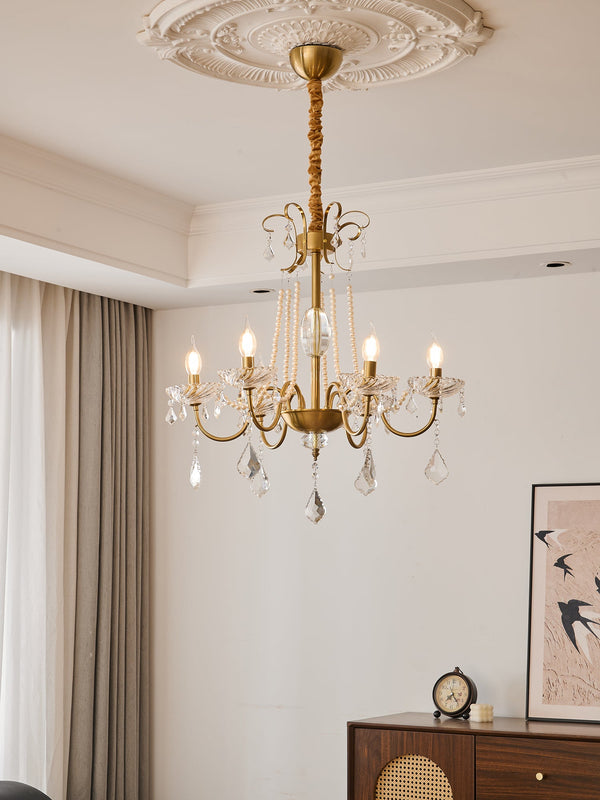 Evaria Crystal Pearl Chandelier