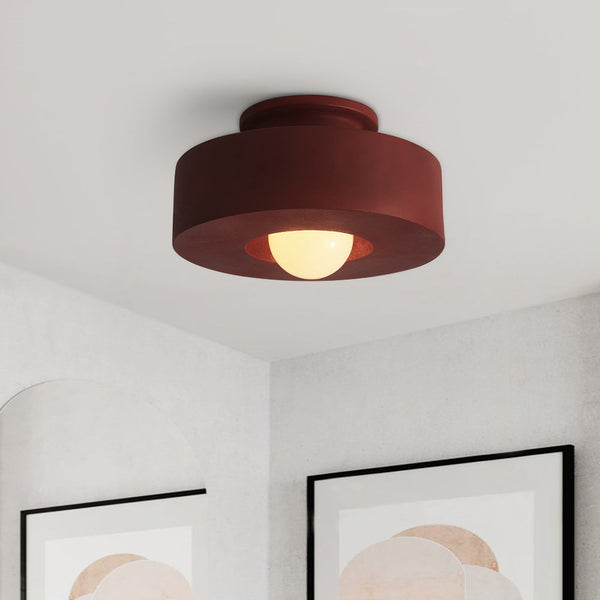 Nordic Geometric Flush Mount Cylindrical Ceramic Ceiling Light