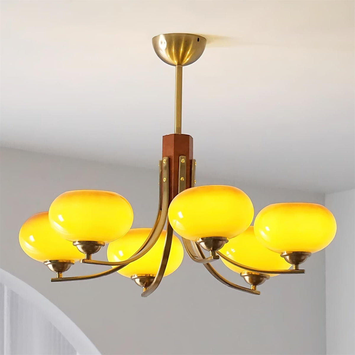 Vira 6-Light Amber Glass Globe Chandelier