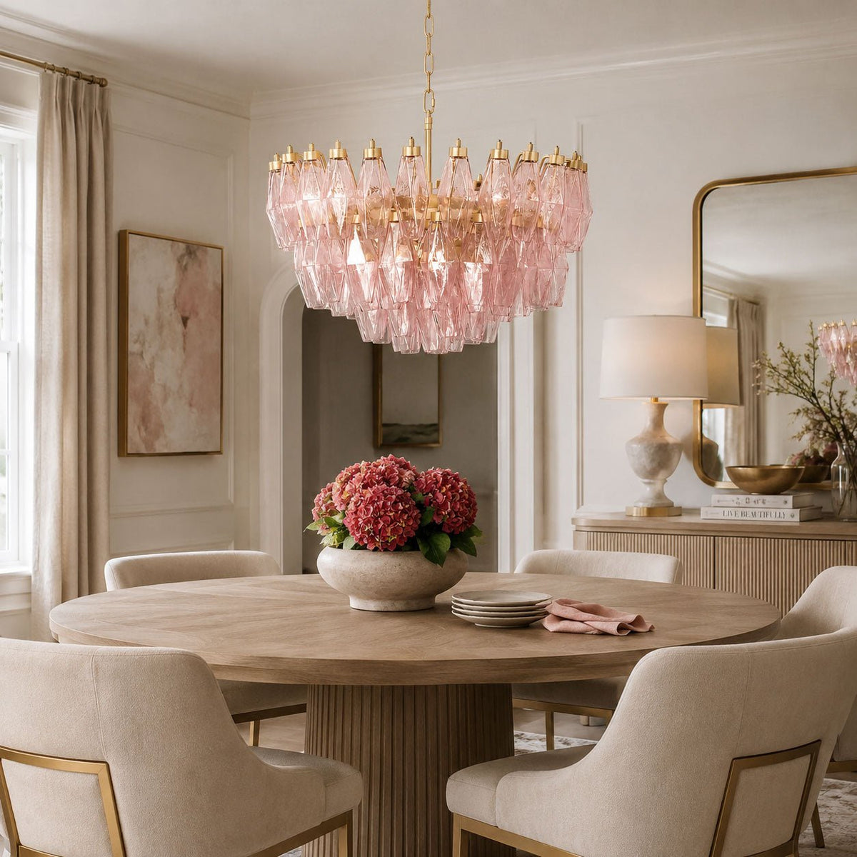 Poliedri Pink Chandelier