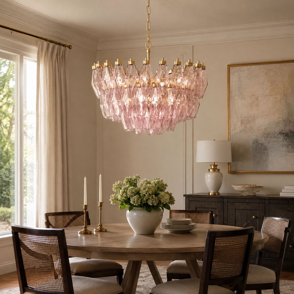 Poliedri Pink Chandelier