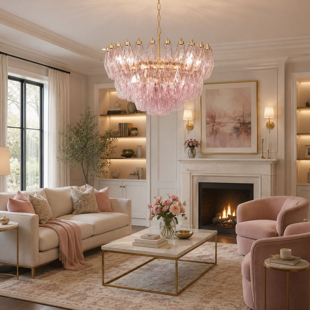 Poliedri Pink Chandelier