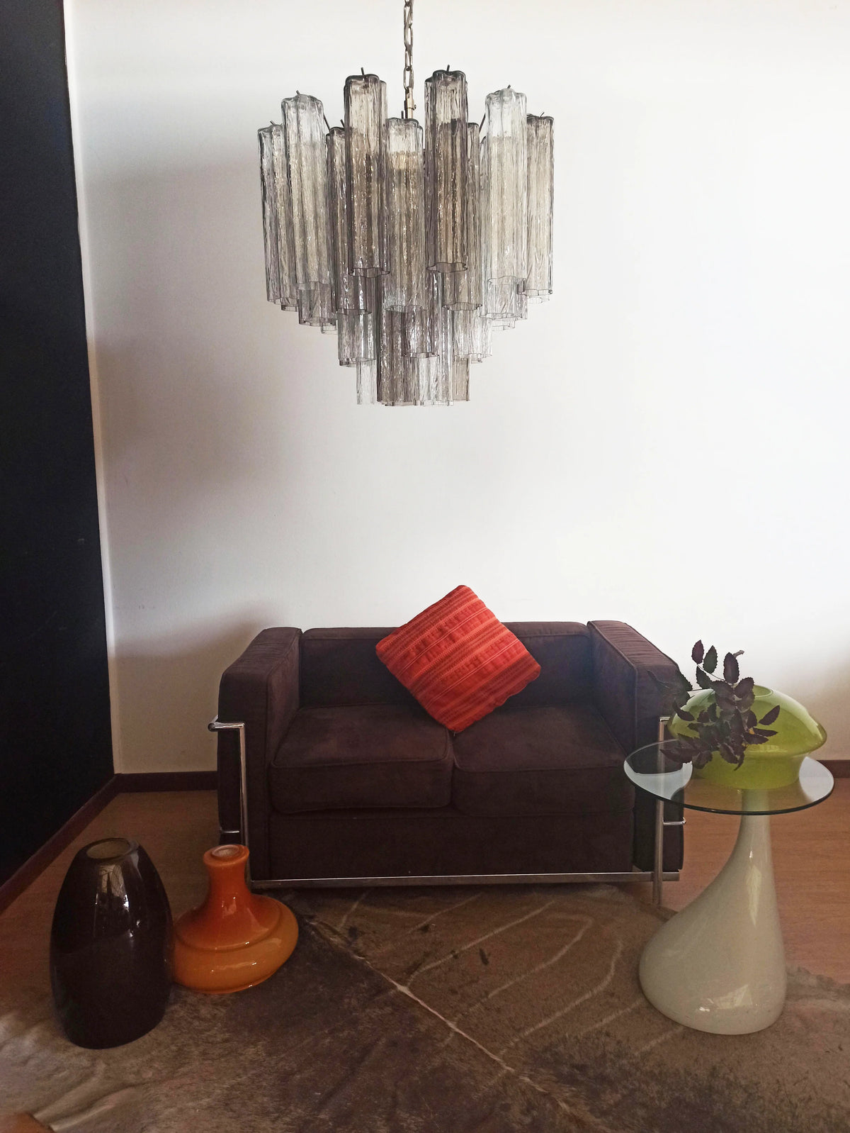 Fantastic Smoked Glass Tubes Chandelier