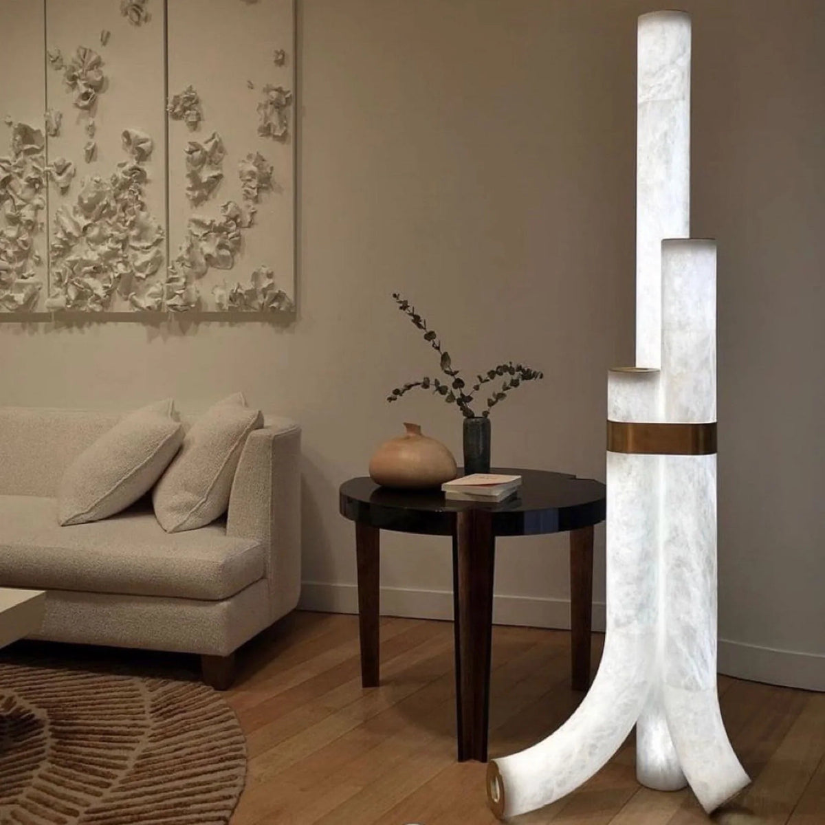 Piped Alabaster Floor Lamp