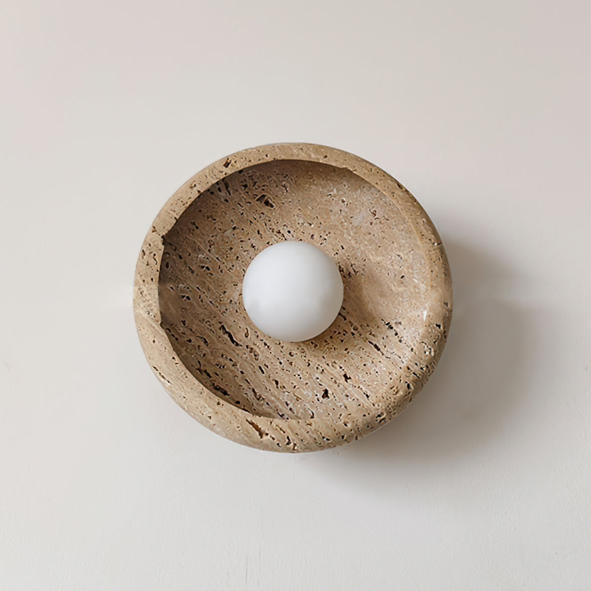 Neptune Travertine Wall Light Ring-shaped
