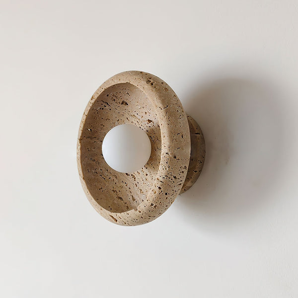Neptune Travertine Wall Light Ring-shaped