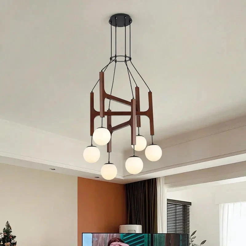 Fia Minimalist Wooden Pendant Chandelier Light