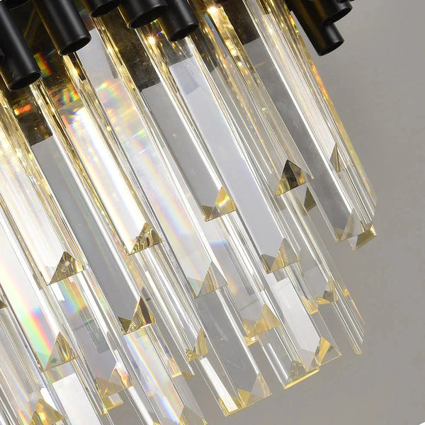 Finn Modern Black Linear Crystal Chandelier Dining Room