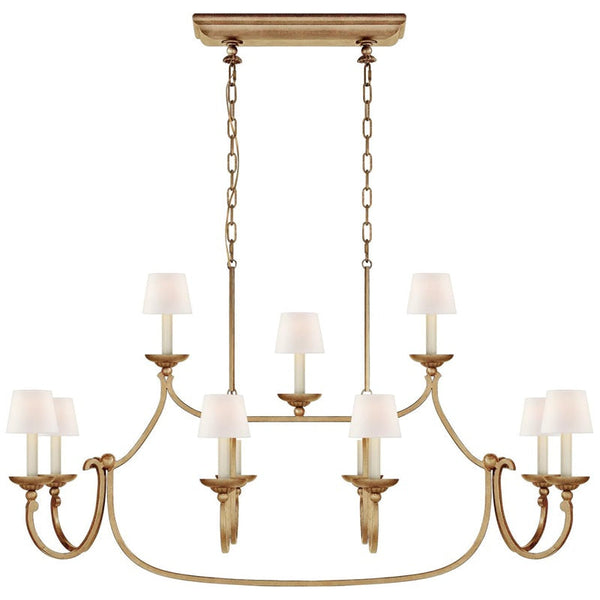 Ercare Vintage Industrial Linear Brass Fabric Chandelier