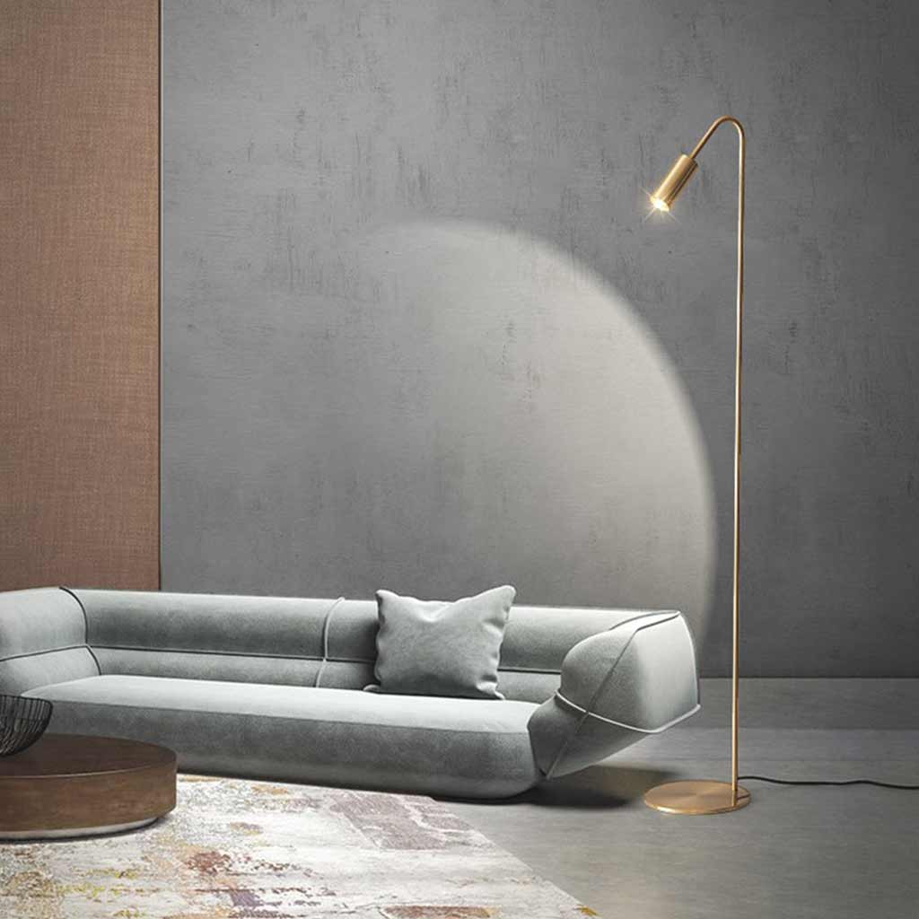 Floor Lamp Minimalist Brass LED Spotlight, Black / Gold
