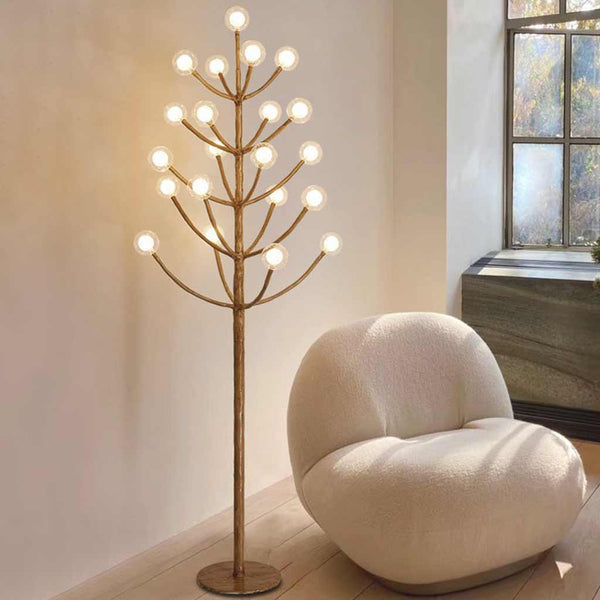 Floor Lamp Retro Natural Metal Tree Branch Multi Globe