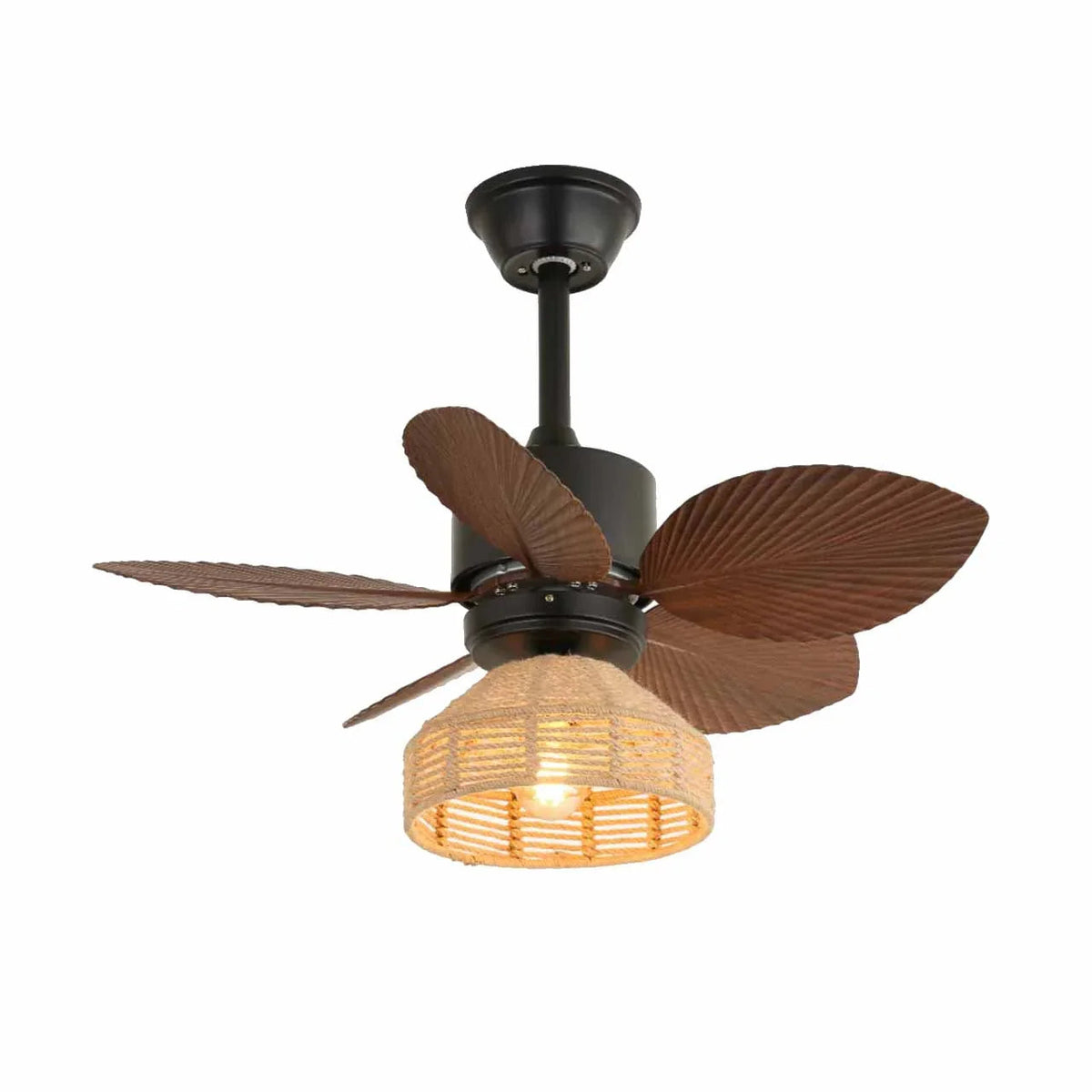 Tropical Palm Leaf Hemp Rope Ceiling Fan Light