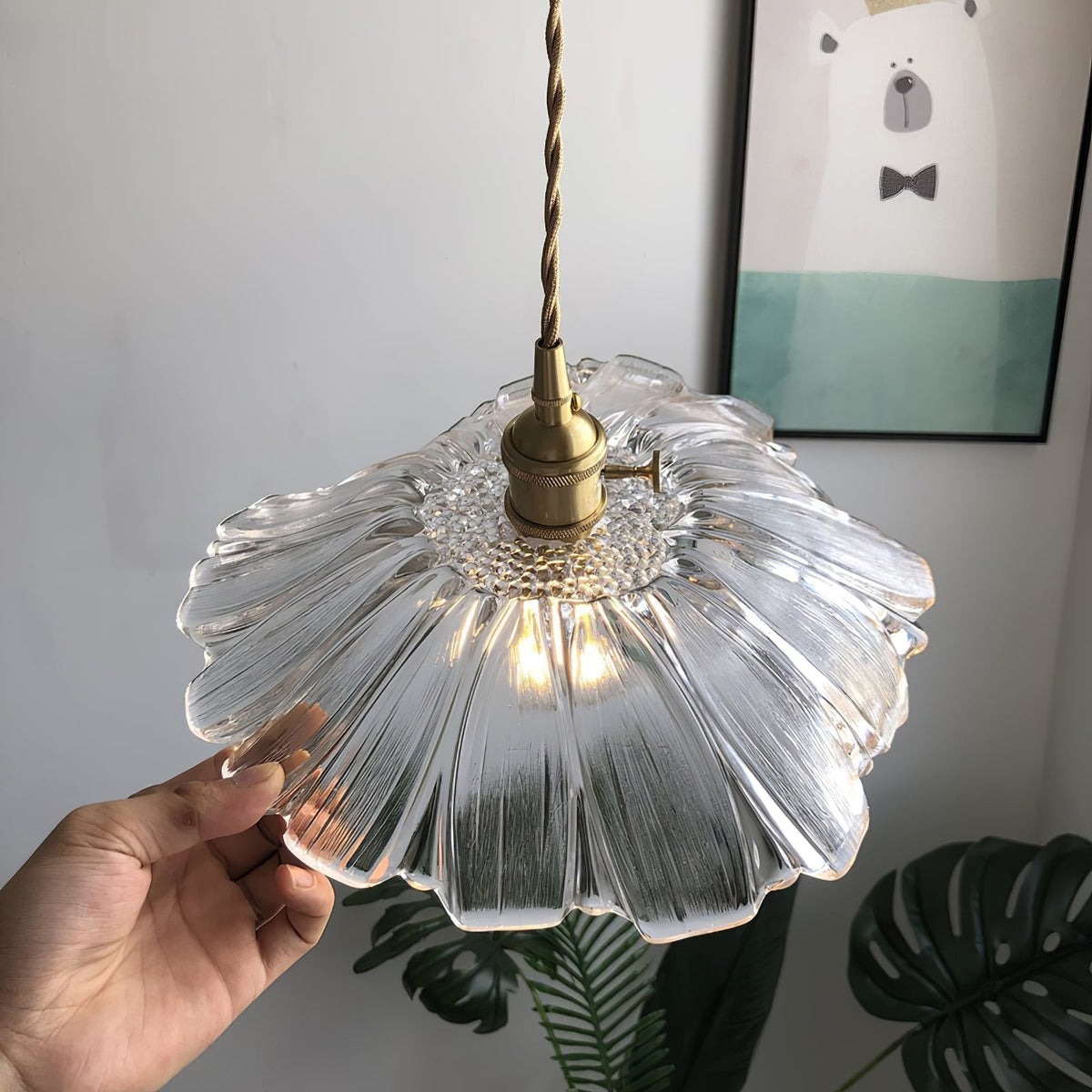 Aurvarira Art Brass Glass Pendant Lamp
