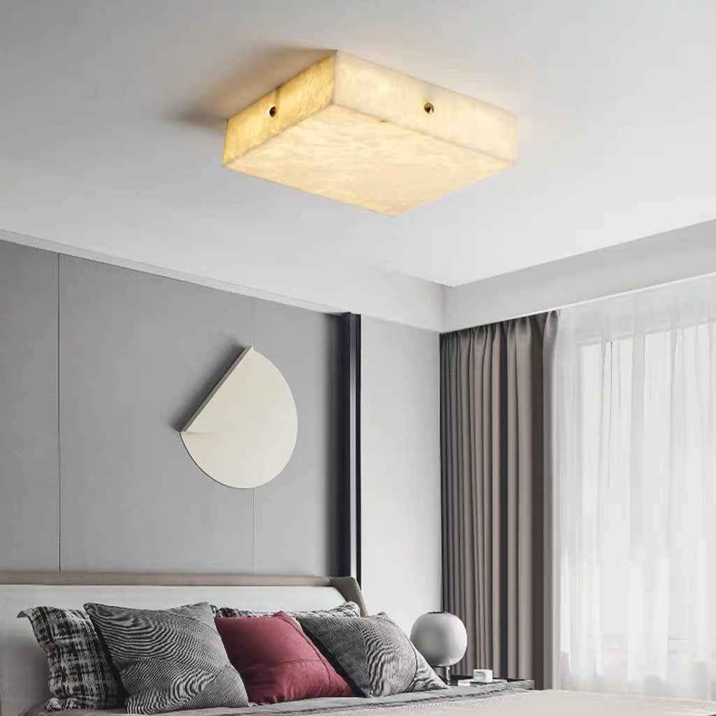 Flush Mount Alabaster Ceiling Light Marble Square LED