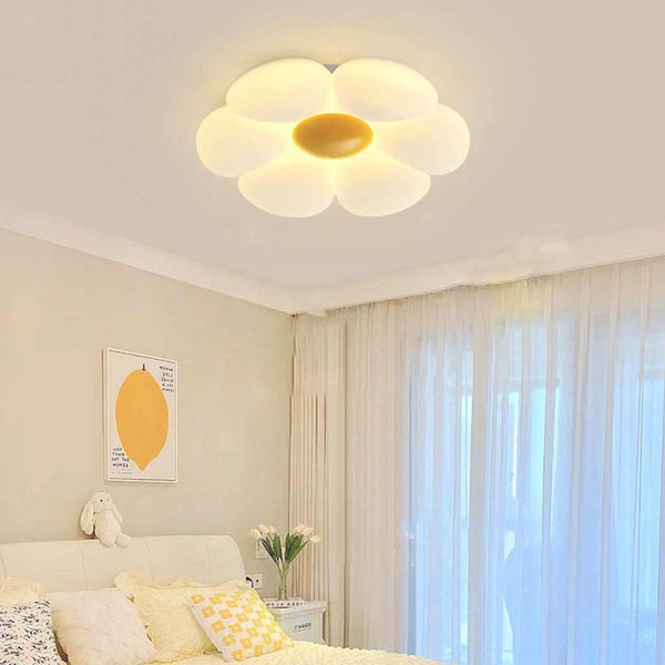 Flush Mount Ceiling Light Kids Room Cream Acrylic Flower LED